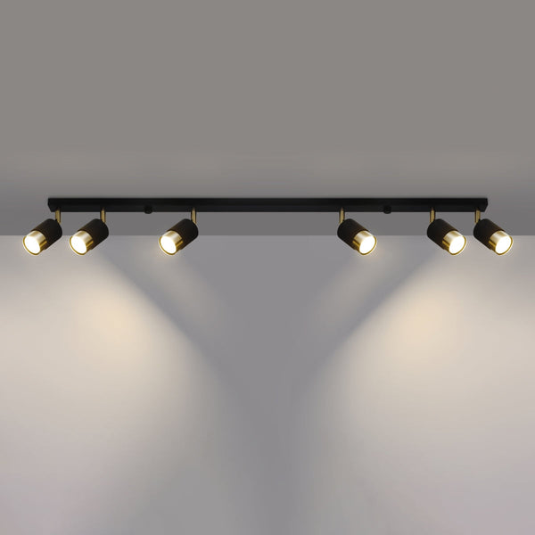 Plafonnier Double Cylindre 6 noir/doré