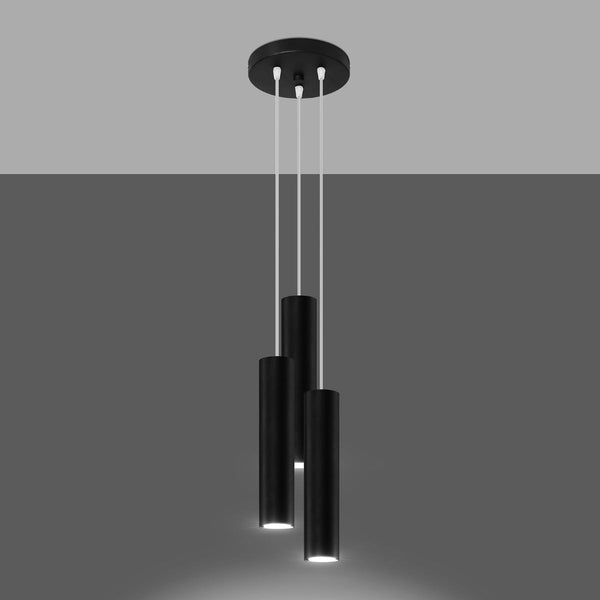 Lampe Suspendue Long Cylindre 3P noir