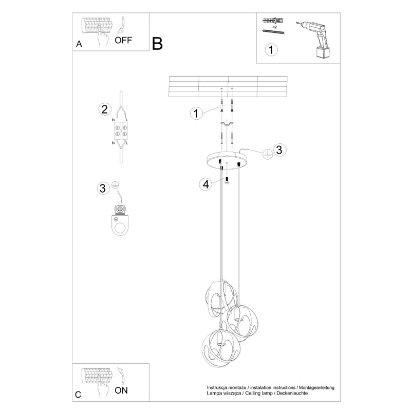 Suspension Lotus Moderne 3P blanc