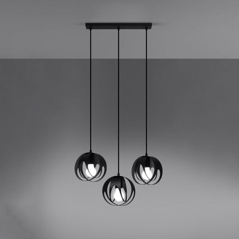 Suspension Lotus Moderne 3L noir