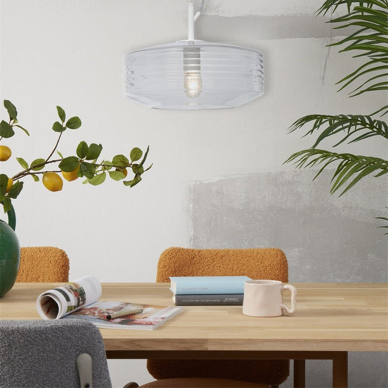 Suspension Verona Verre Strié Transparent Ø35 cm