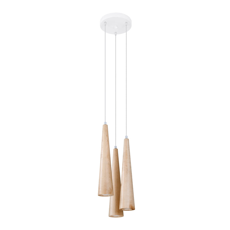 Suspension Cône 3P en bois naturel