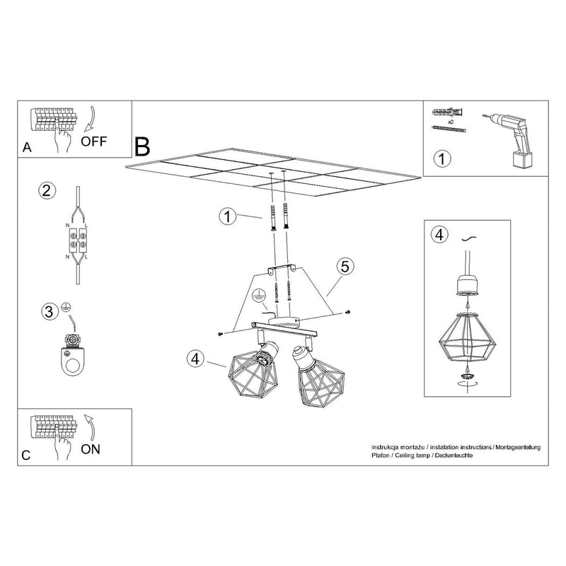 Plafonnier Ajustable LED 2 noir