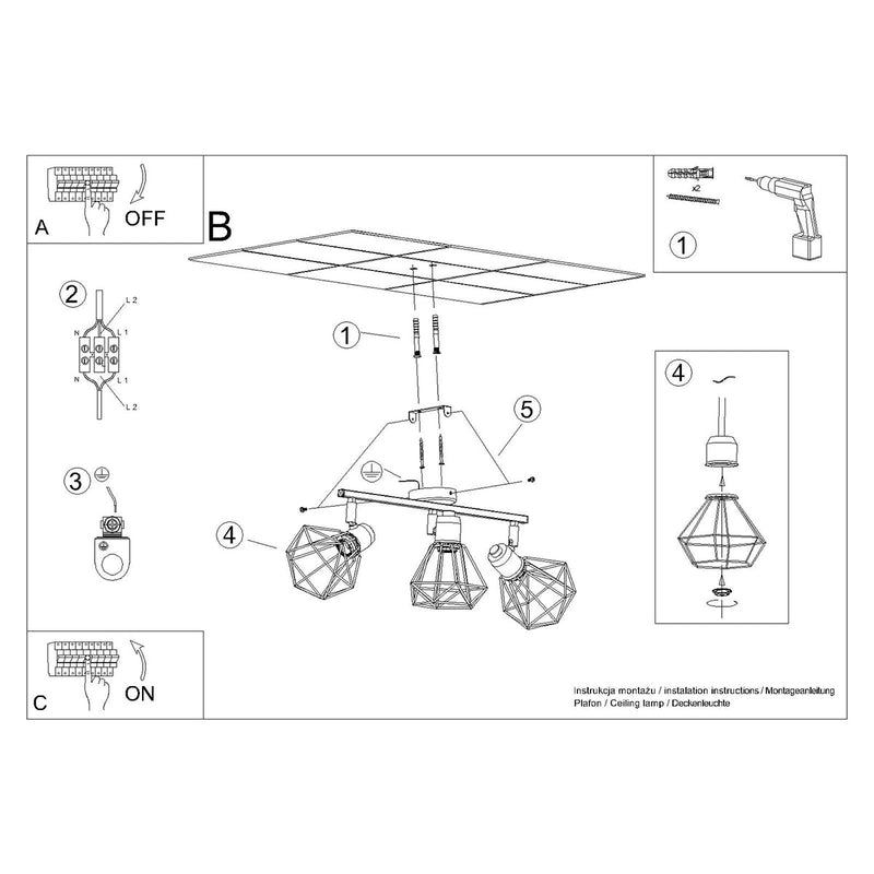 Plafonnier Ajustable LED 3 noir