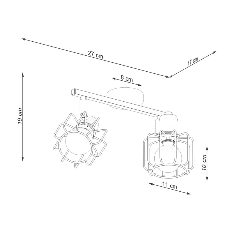 Plafonnier Cage Orientable 2 noir