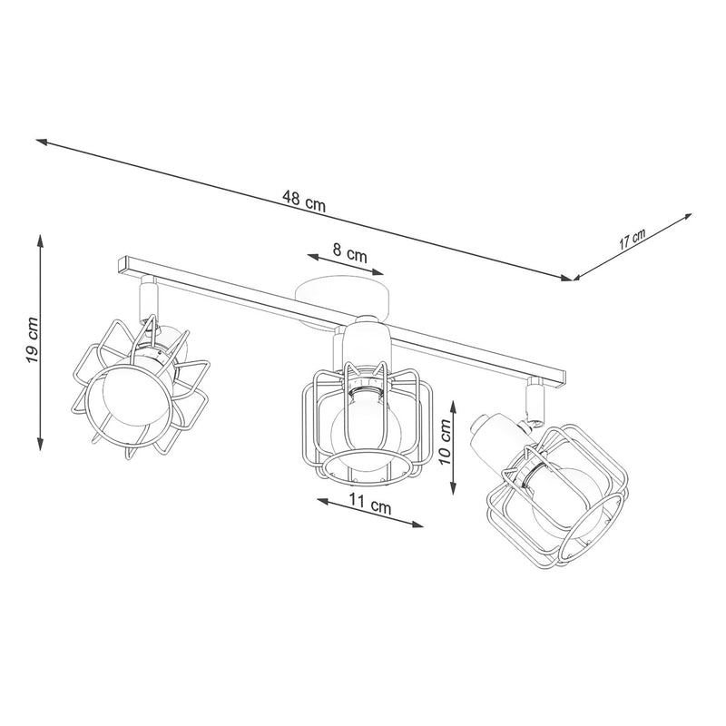 Plafonnier Cage Orientable 3 noir