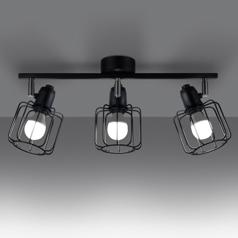 Plafonnier Cage Orientable 3 noir