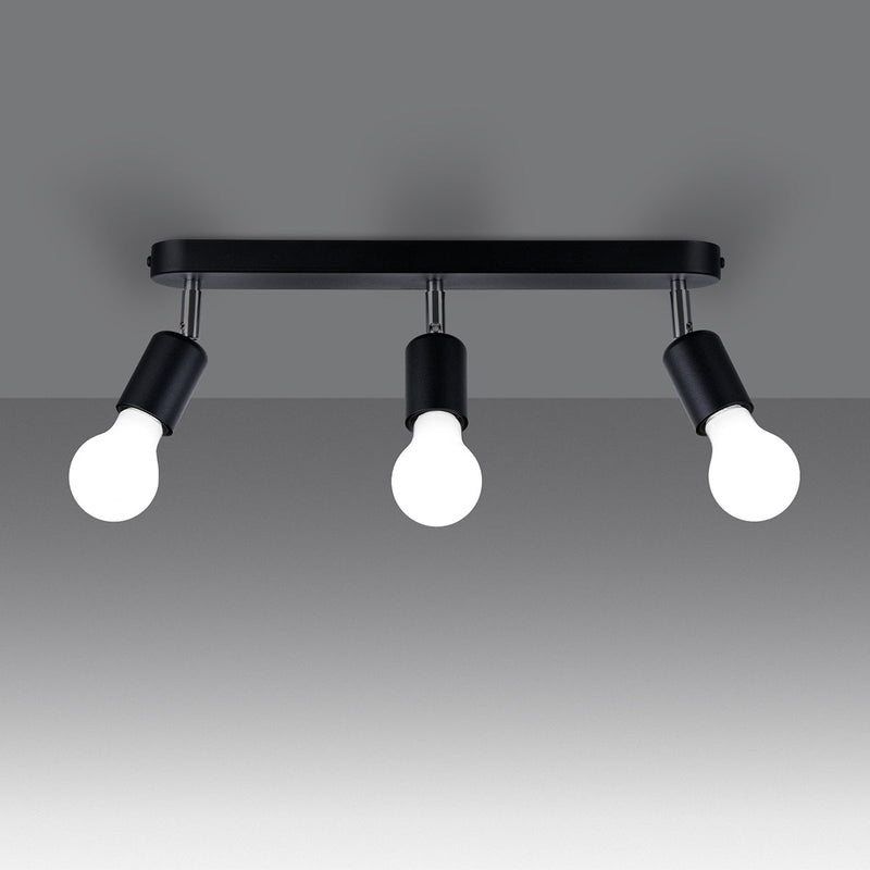 Plafonnier Réglable Minimaliste Acier 3 noir