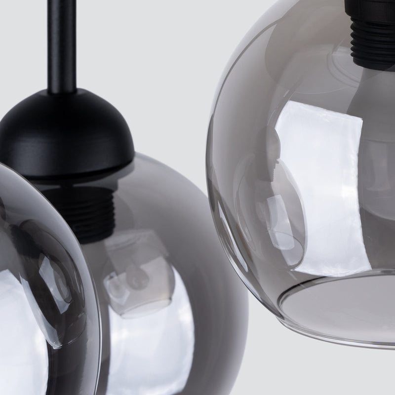 Lustre Cloche en Verre Fumé 3 noir