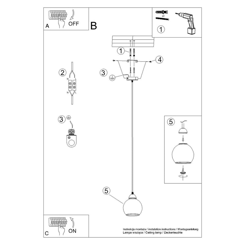 Suspension Cloche en Verre Fumé 1 noir