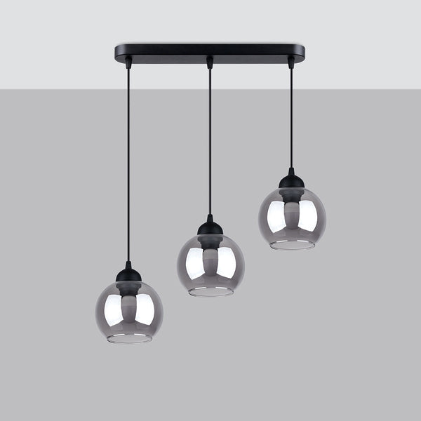 Suspension Cloche en Verre Fumé 3 noir