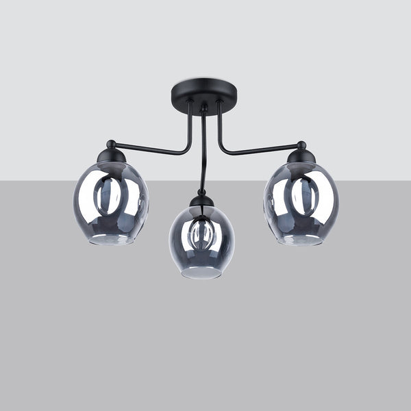 Lustre Verre Creusé 3 noir