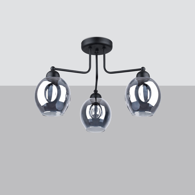 Lustre Verre Creusé 3 noir