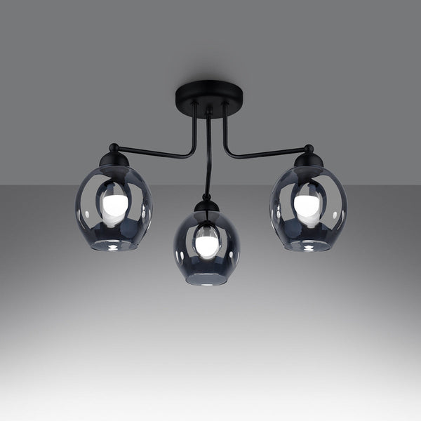 Lustre Verre Creusé 3 noir