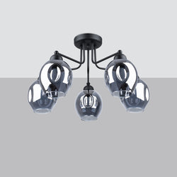 Lustre Verre Creusé 5 noir