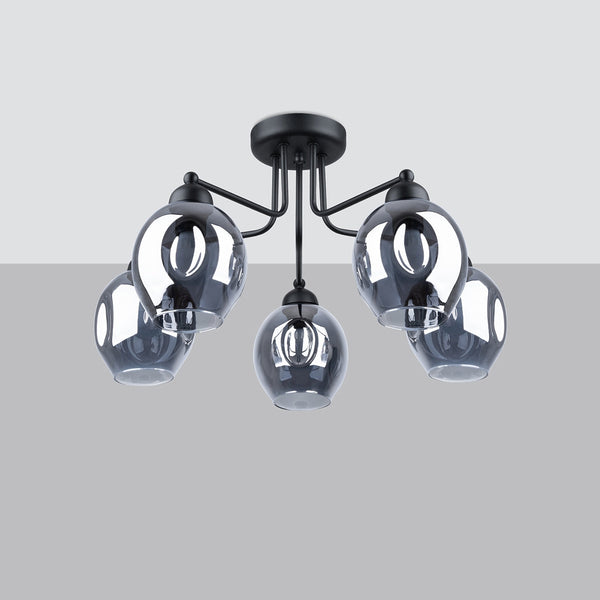 Lustre Verre Creusé 5 noir