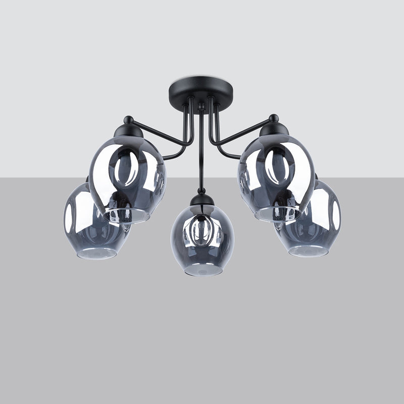 Lustre Verre Creusé 5 noir
