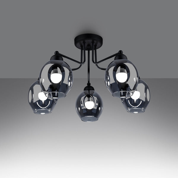 Lustre Verre Creusé 5 noir