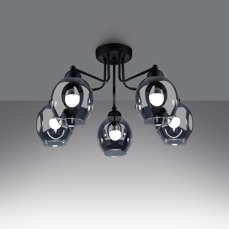 Lustre Verre Creusé 5 noir