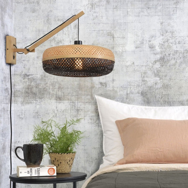 Applique Murale Palawan Bambou Noir et Naturel 40x15 cm