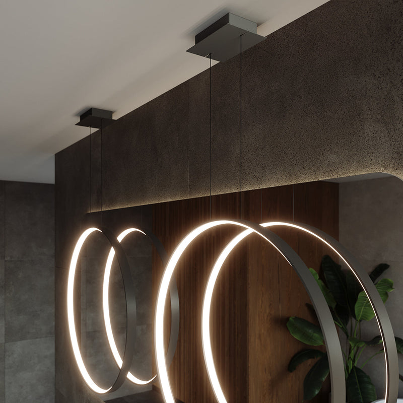 Lampe suspendue Anneau Solis 78 noir 3000K