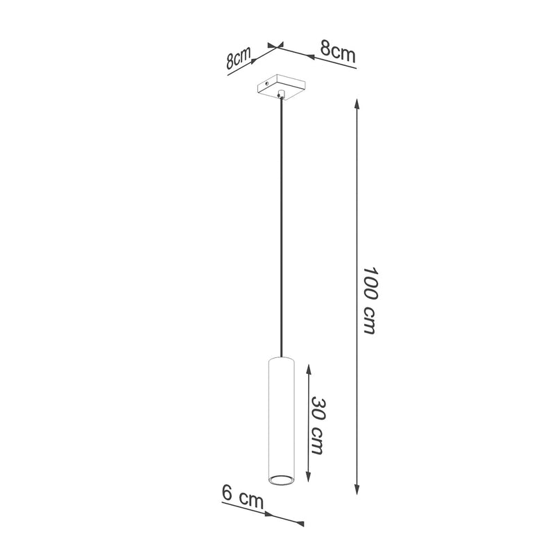 Lampe Suspendue Long Cylindre 1 or poli
