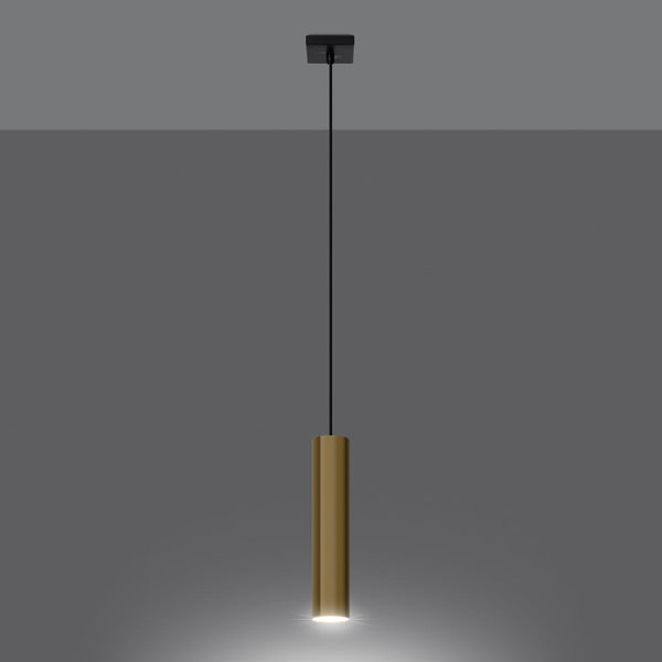 Lampe Suspendue Long Cylindre 1 or poli