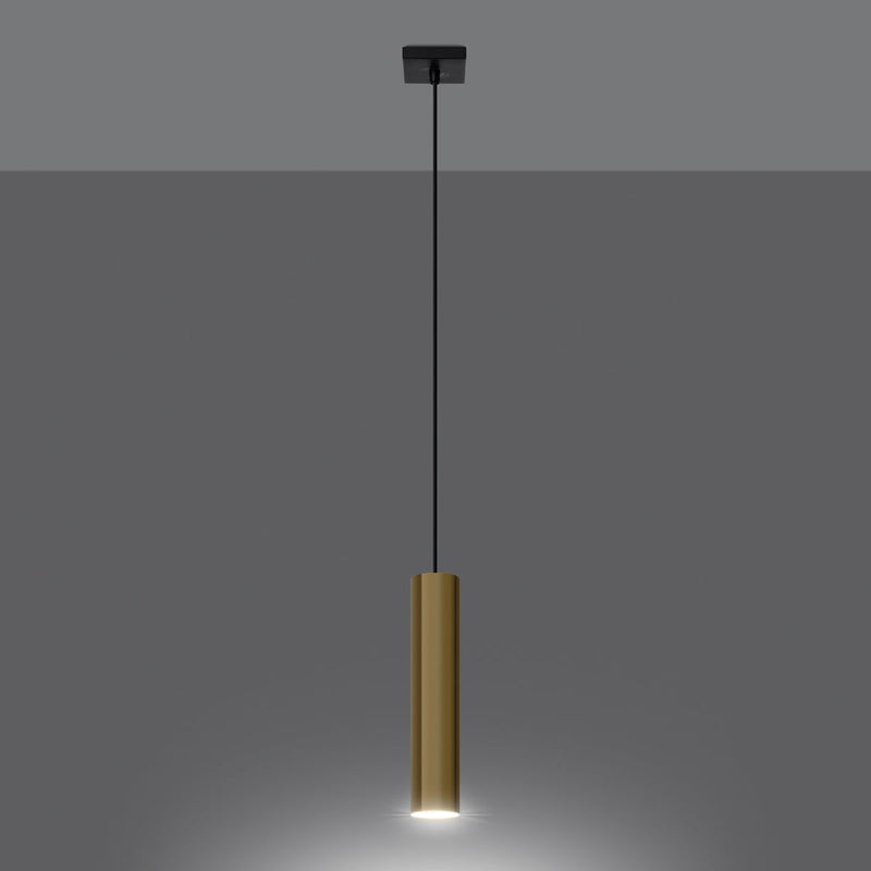 Lampe Suspendue Long Cylindre 1 or poli