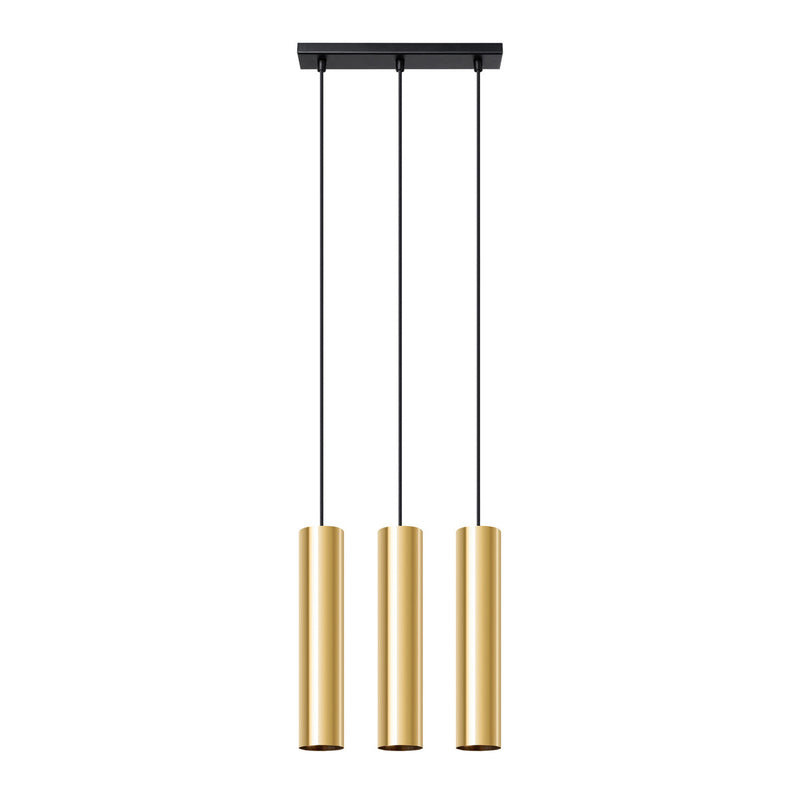 Lampe Suspendue Long Cylindre 3 or poli