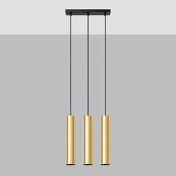 Lampe Suspendue Long Cylindre 3 or poli