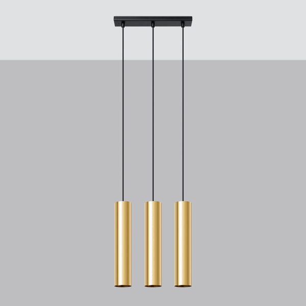 Lampe Suspendue Long Cylindre 3 or poli