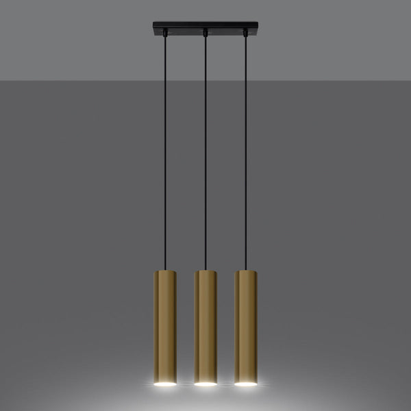 Lampe Suspendue Long Cylindre 3 or poli