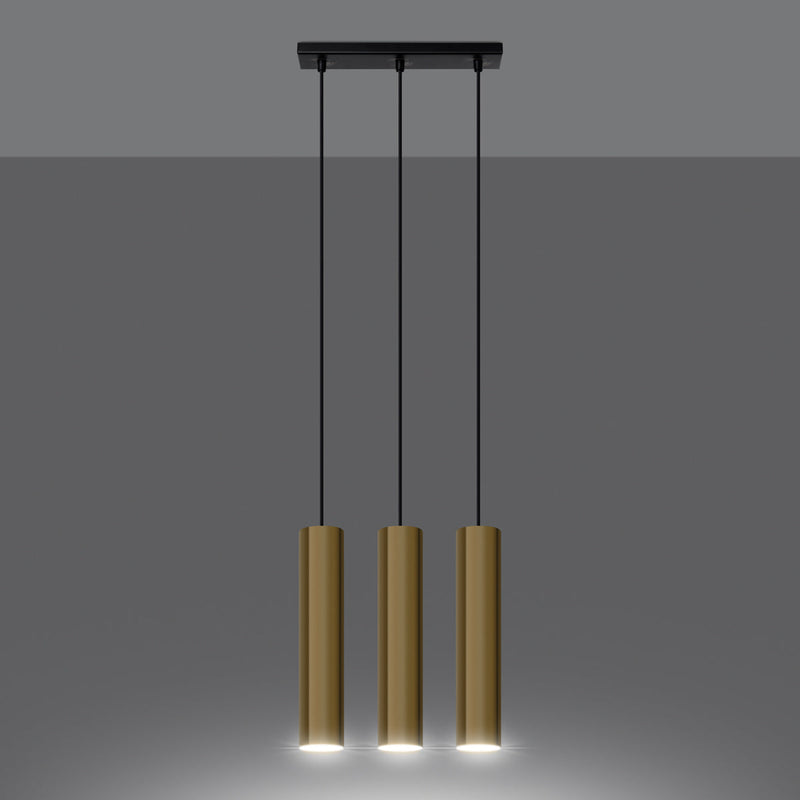 Lampe Suspendue Long Cylindre 3 or poli