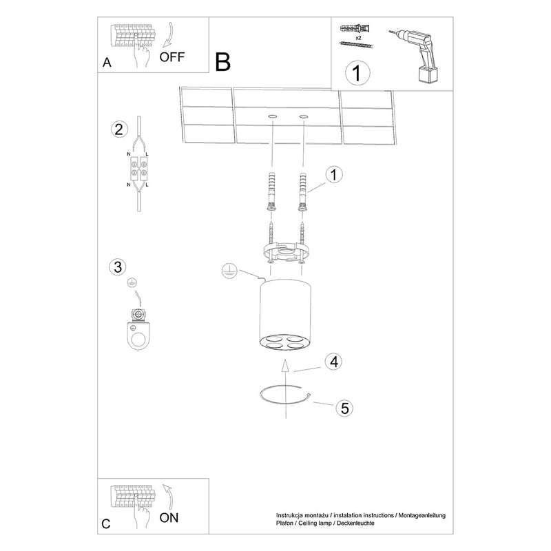 Plafonnier Multi-Spot noir LED