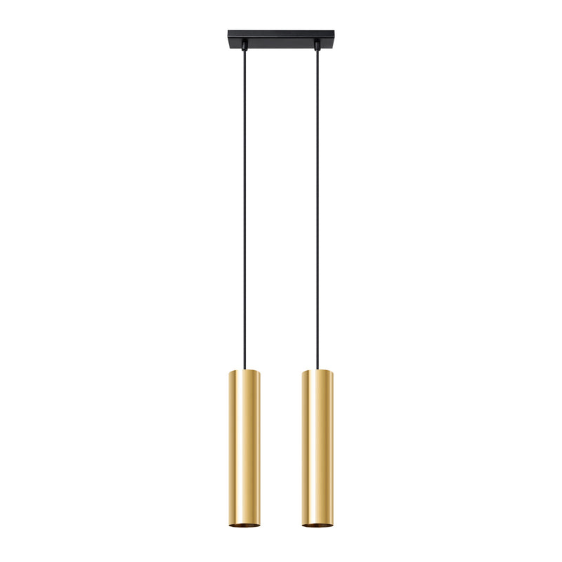 Lampe Suspendue Long Cylindre 2 or poli