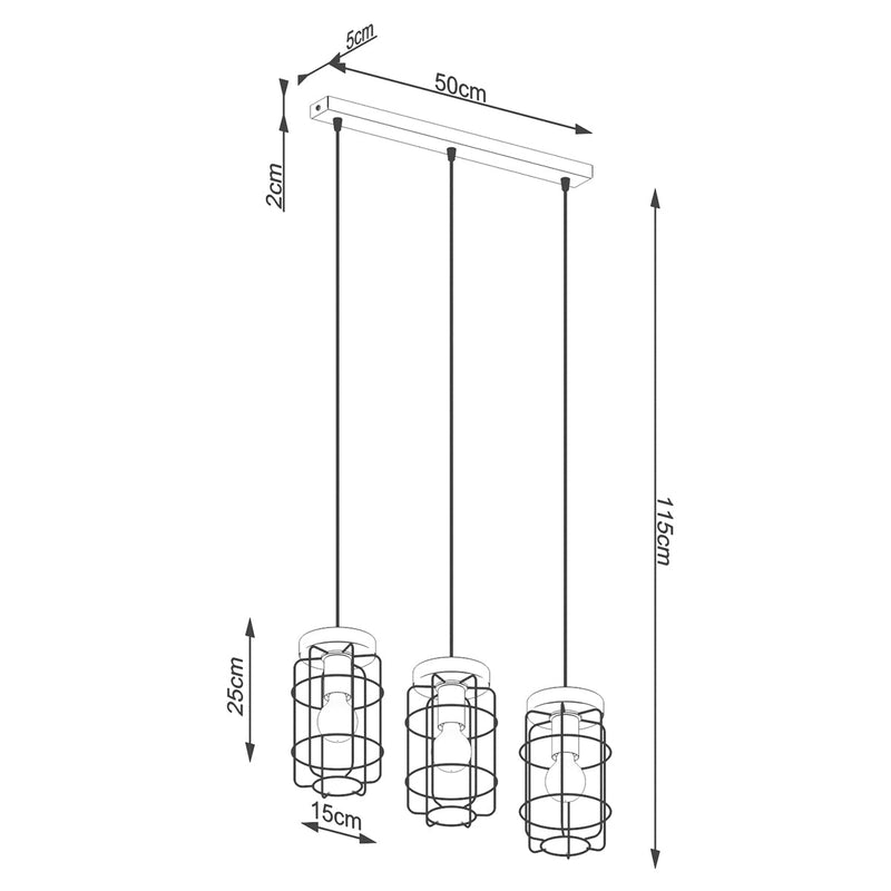 Lampe suspendue Cage Industrielle 3L