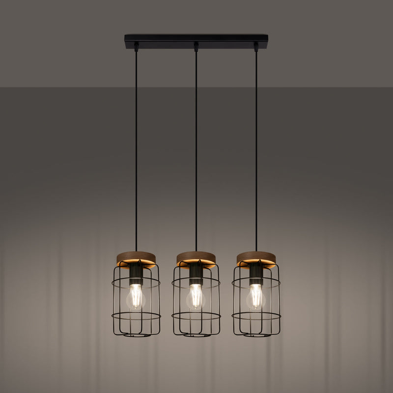 Lampe suspendue Cage Industrielle 3L