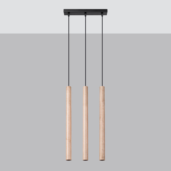 Lampe suspendue Halo 3L bois