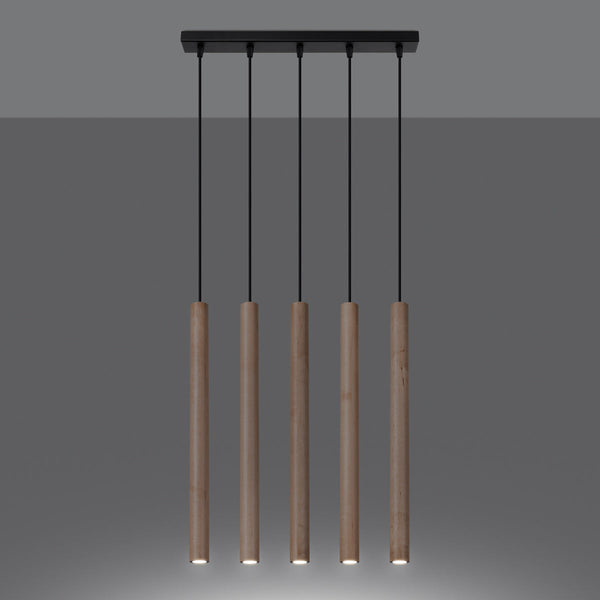 Lampe suspendue Halo 5L bois