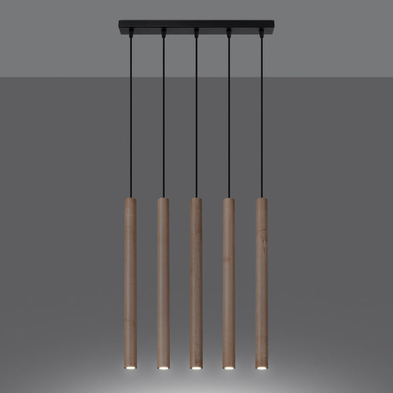 Lampe suspendue Halo 5L bois
