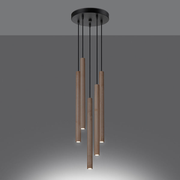 Lampe pendante Halo 5P bois