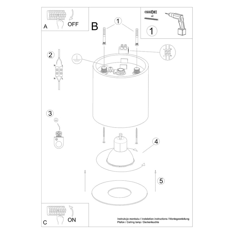 Plafonnier Cylindre Intemporel gris