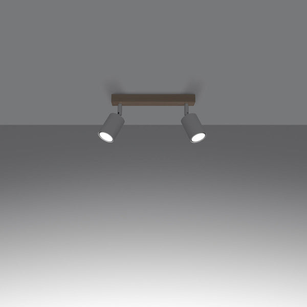 Plafonnier Design Bois et Métal 2 blanc