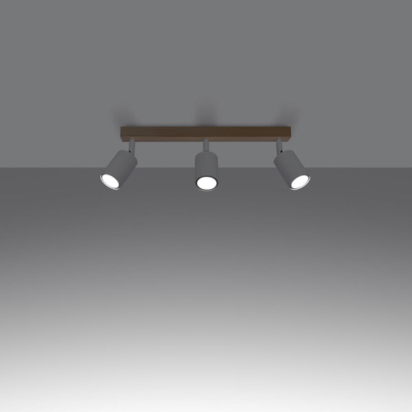 Plafonnier Design Bois et Métal 3L blanc