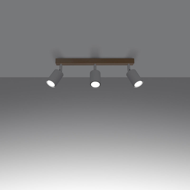 Plafonnier Design Bois et Métal 3L blanc