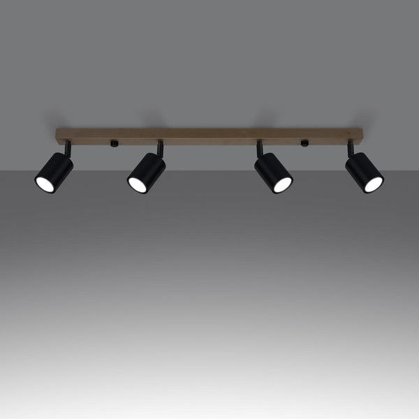 Plafonnier Design Bois et Métal 4 noir
