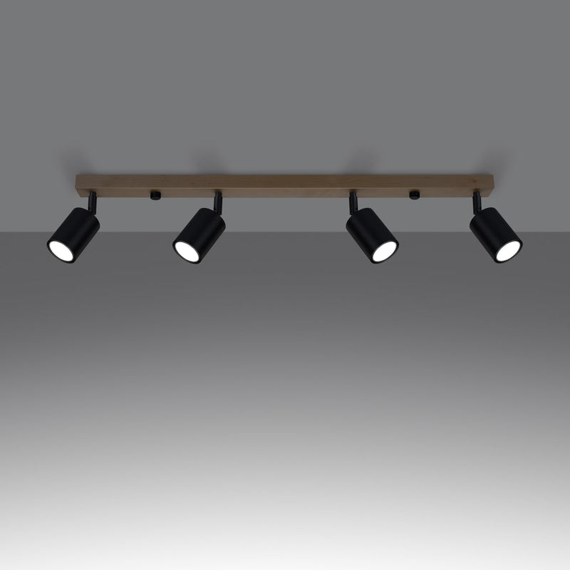 Plafonnier Design Bois et Métal 4 noir