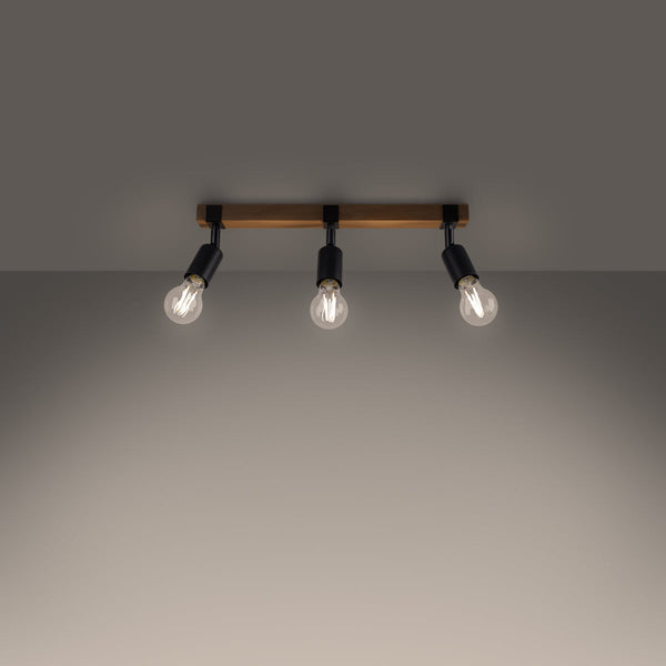 Plafonnier Élégance Bois 3 noir