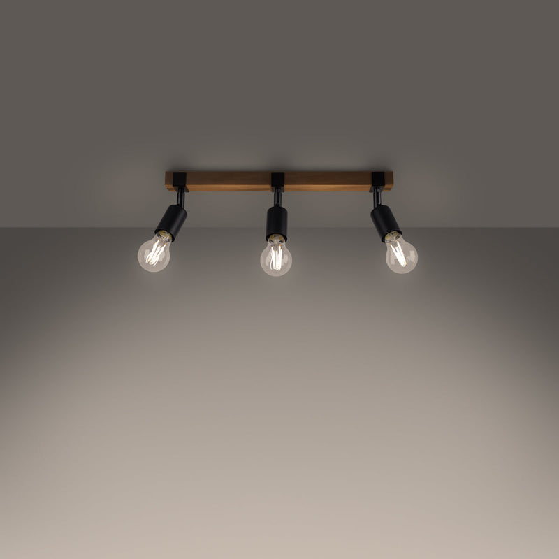 Plafonnier Élégance Bois 3 noir