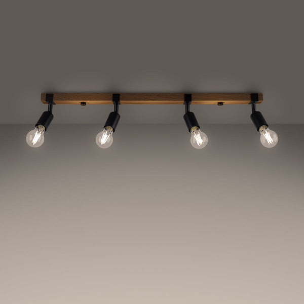 Plafonnier Élégance Bois 4 noir